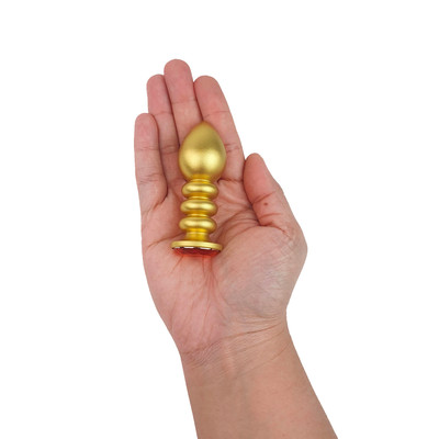 Plug Anal "P" no Formato Escalonado, Dourado e Fosco com Detalhe de Joia - Lust Metal Anal Screw | 7,7 x 2,8 cm | Disponível em 10 Cores