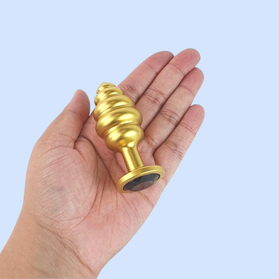 Plug Anal ''M'' Escalonado Dourado Fosco com Joia na Base - Lust Metal Hive Pug | 7,2 x 3,3 cm | Disponível em 11 Cores
