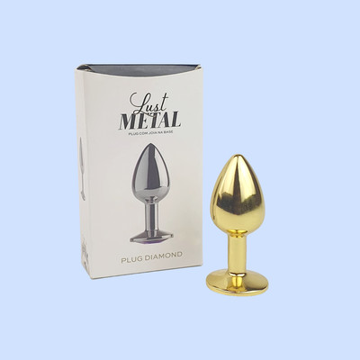 Plug Anal "P" Dourado com Joia na Base - Lust Metal Plug Diamond | 6 x 2,7 cm | Disponível em 11 Cores