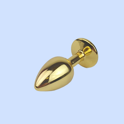 Foto 3 do produto Plug Anal "P" Dourado com Joia na Base - Lust Metal Plug Diamond | 6 x 2,7 cm | Disponível em 11 Cores