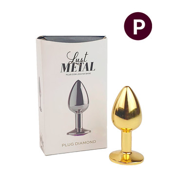 Plug Anal "P" Dourado com Joia na Base - Lust Metal Plug Diamond | 6 x 2,7 cm | Disponível em 11 Cores