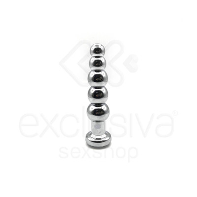Foto 2 do produto Lust Metal Silver Hard - Plug Anal Anatômico com 5 Esferas em Metal com Joia na Base | Cor: Transparente
