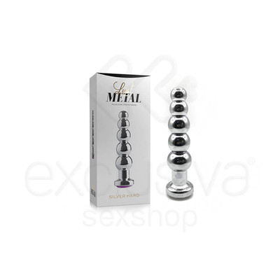 Foto 1 do produto Lust Metal Silver Hard - Plug Anal Anatômico com 5 Esferas em Metal com Joia na Base | Cor: Transparente