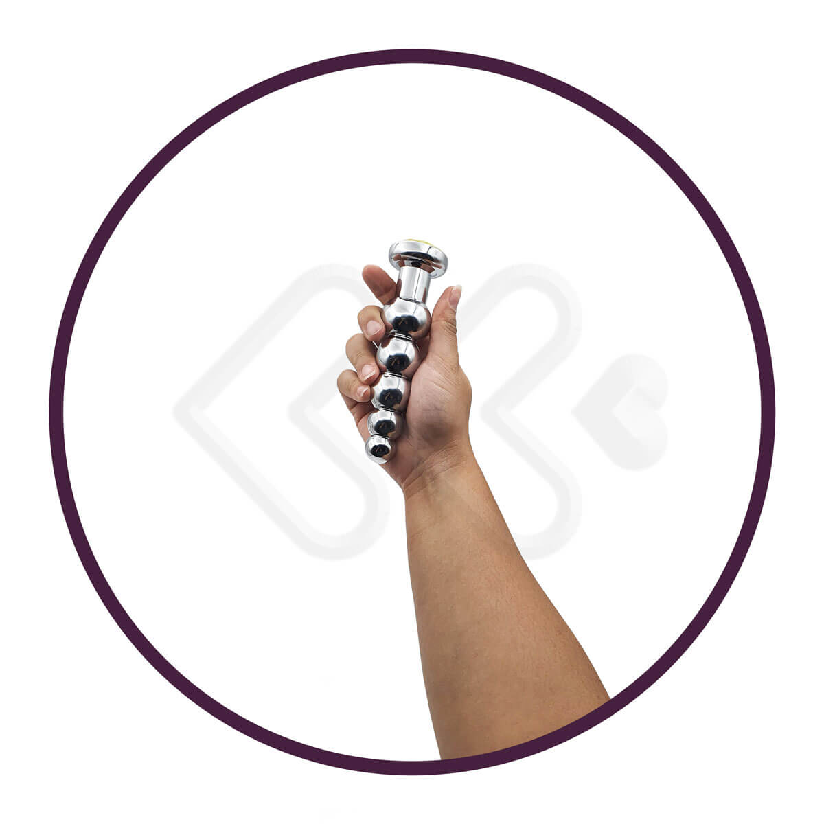 Lust Metal Silver Hard - Plug Anal Anatômico com 5 Esferas em Metal com Joia na Base | Cor: Amarelo - 4