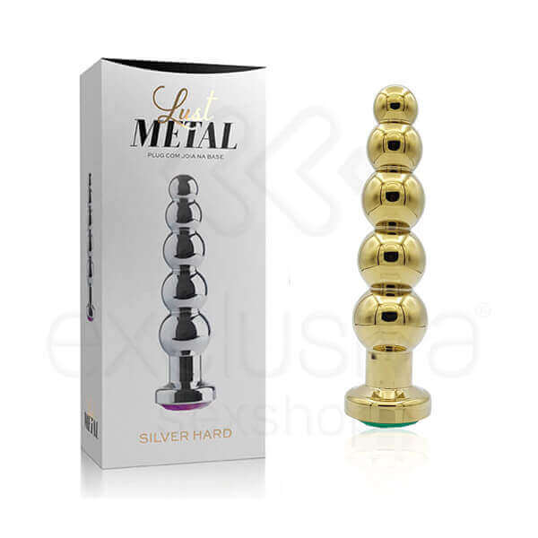 Plug Anal Dourado Escalonado com Joia na Base - Lust Metal Silver Hard | Disponível em 10 Cores - 35