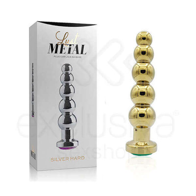 Foto 35 do produto Plug Anal Dourado Escalonado com Joia na Base - Lust Metal Silver Hard | Disponível em 10 Cores