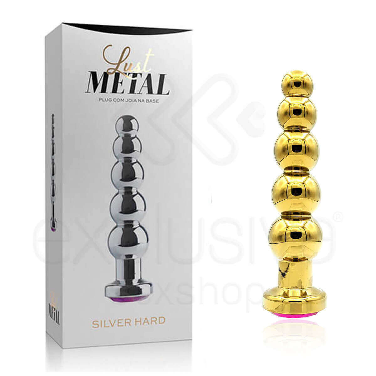 Plug Anal Dourado Escalonado com Joia na Base - Lust Metal Silver Hard | Disponível em 10 Cores - 32