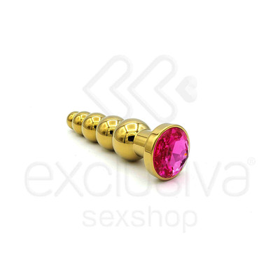 Foto 33 do produto Plug Anal Dourado Escalonado com Joia na Base - Lust Metal Silver Hard | Disponível em 10 Cores