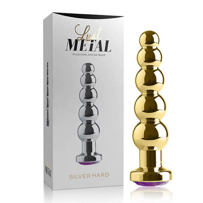 Foto 28 do produto Plug Anal Dourado Escalonado com Joia na Base - Lust Metal Silver Hard | Disponível em 10 Cores