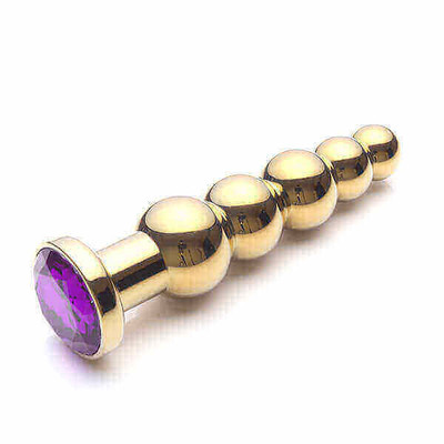 Foto 29 do produto Plug Anal Dourado Escalonado com Joia na Base - Lust Metal Silver Hard | Disponível em 10 Cores