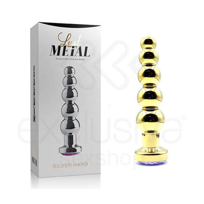 Foto 21 do produto Plug Anal Dourado Escalonado com Joia na Base - Lust Metal Silver Hard | Disponível em 10 Cores