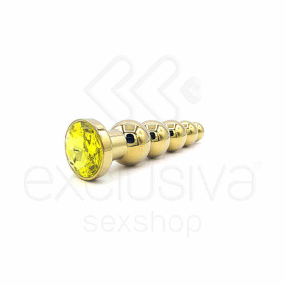 Foto 3 do produto Plug Anal Dourado Escalonado com Joia na Base - Lust Metal Silver Hard | Disponível em 10 Cores