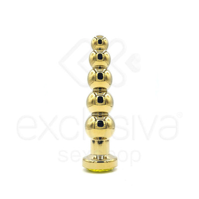 Foto 2 do produto Plug Anal Dourado Escalonado com Joia na Base - Lust Metal Silver Hard | Disponível em 10 Cores