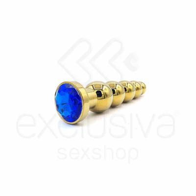 Foto 6 do produto Plug Anal Dourado Escalonado com Joia na Base - Lust Metal Silver Hard | Disponível em 10 Cores