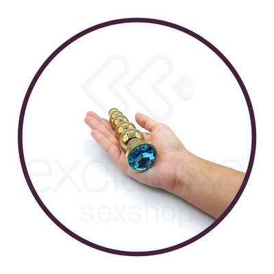 Foto 12 do produto Plug Anal Dourado Escalonado com Joia na Base - Lust Metal Silver Hard | Disponível em 10 Cores