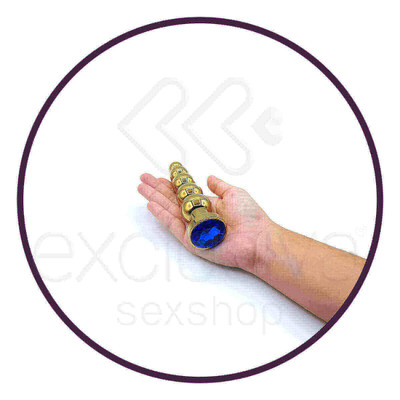 Foto 8 do produto Plug Anal Dourado Escalonado com Joia na Base - Lust Metal Silver Hard | Disponível em 10 Cores