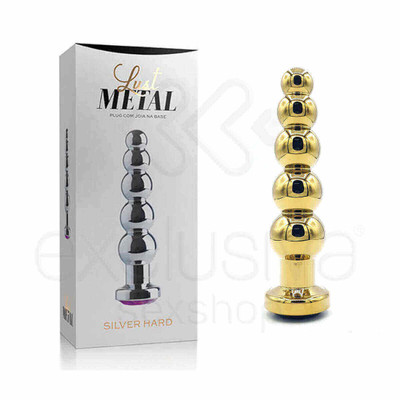 Foto 17 do produto Plug Anal Dourado Escalonado com Joia na Base - Lust Metal Silver Hard | Disponível em 10 Cores