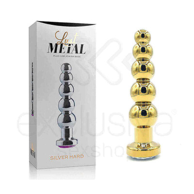 Foto 13 do produto Plug Anal Dourado Escalonado com Joia na Base - Lust Metal Silver Hard | Disponível em 10 Cores