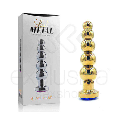 Foto 5 do produto Plug Anal Dourado Escalonado com Joia na Base - Lust Metal Silver Hard | Disponível em 10 Cores