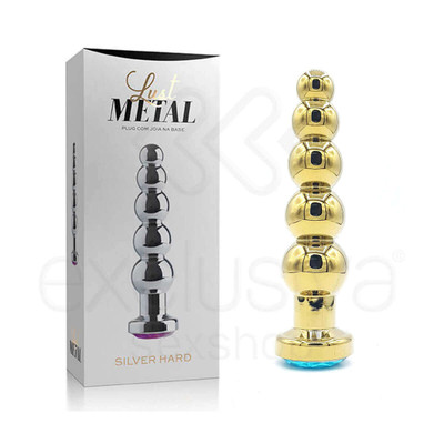 Foto 9 do produto Plug Anal Dourado Escalonado com Joia na Base - Lust Metal Silver Hard | Disponível em 10 Cores