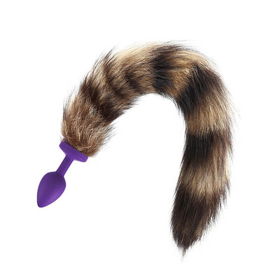 Foto 2 do produto Lust Silicon Raccoon Tail - Plug Anal com Rabo de Pelúcia | Cor: Roxo