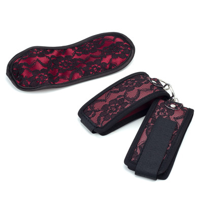 Foto 2 do produto Kit Bondage com Algemas e Venda - Lusty Heart Bondage Couple Set | Disponível em 2 Cores