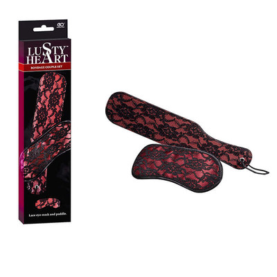 Foto 1 do produto Kit Sadomasoquismo com Chibata e Venda - Lusty Heart | Disponível em 2 Cores