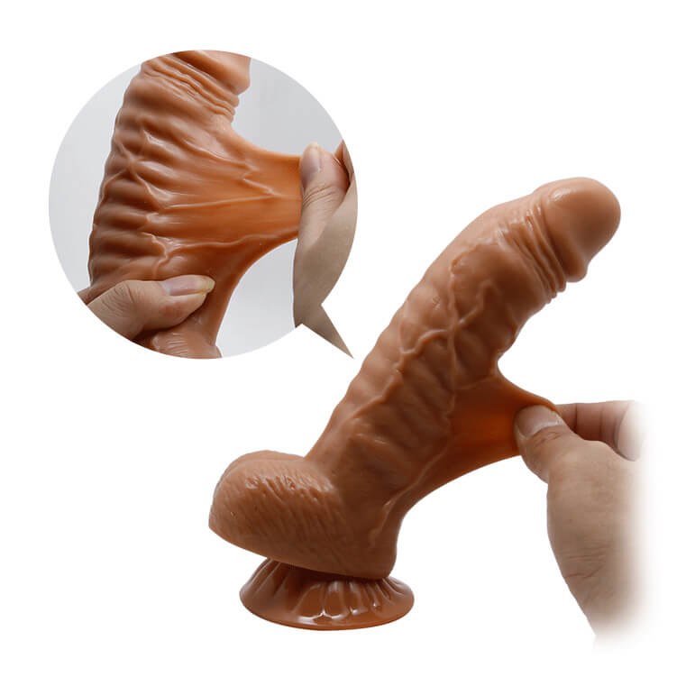 Prótese Peniana Realística com Pele Beliscável, Glande Definida, Veias, Escroto e Ventosa - Lybaile Beautiful Angelo | 15,5 x 4 cm - 5