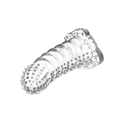 Foto 3 do produto Capa Peniana Transparente em Silicone Atóxico com Cerdas Massageadoras e Texturas Estimuladoras - Lybaile Brave Man | 13 x 4,5 cm