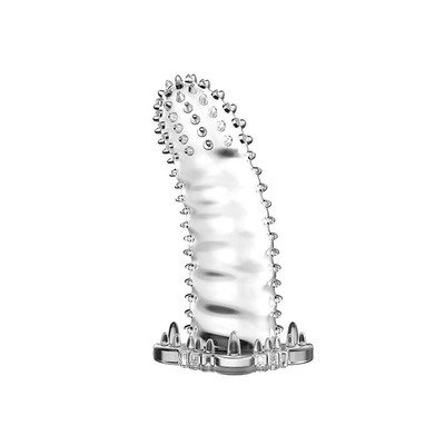 Foto 4 do produto Capa Peniana Transparente em Silicone Atóxico com Cerdas Massageadoras e Texturas Estimuladoras - Lybaile Brave Man | 13 x 4,5 cm