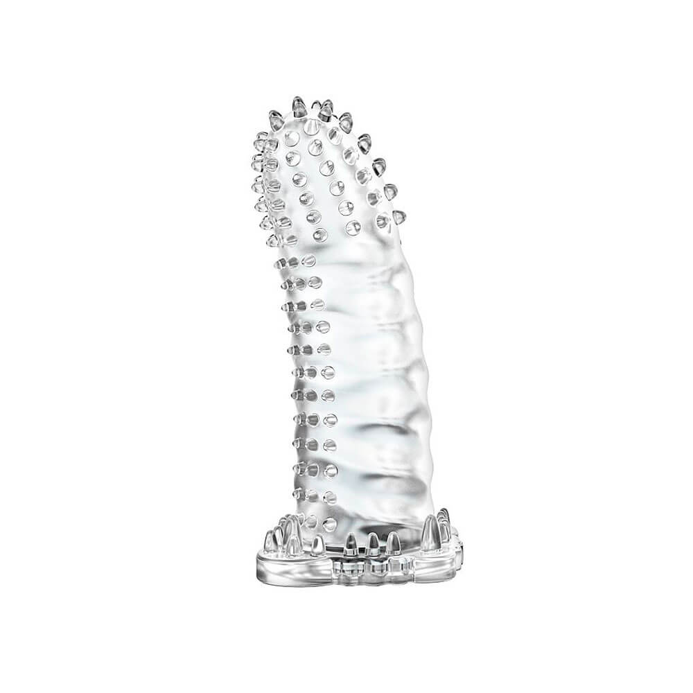 Capa Peniana Transparente em Silicone Atóxico com Cerdas Massageadoras e Texturas Estimuladoras - Lybaile Brave Man | 13 x 4,5 cm - 2