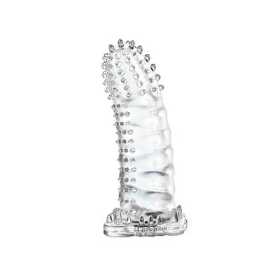 Foto 2 do produto Capa Peniana Transparente em Silicone Atóxico com Cerdas Massageadoras e Texturas Estimuladoras - Lybaile Brave Man | 13 x 4,5 cm