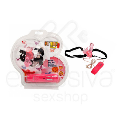 Cinta Estimuladora em Forma de Borboleta com Cápsula Vibratória e Mini Pênis com Glande - Lybaile Butterfly Mini | Disponível em 2 Cores