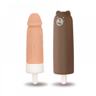 Prótese Peniana Recarregável com 10 Modos de Vibração e Capa Protetora em Forma de Urso - Kisstoy Mr. Ted | 10,5  x 3,7 cm