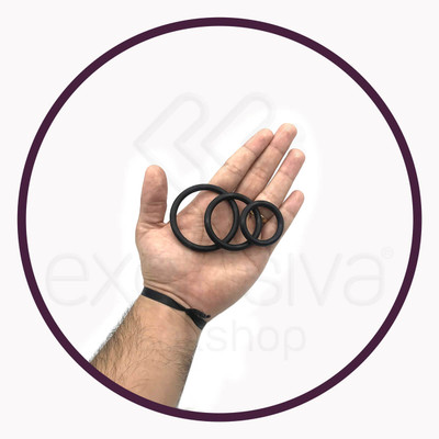 Kit com 3 Anéis para Pênis e Testículos - Lybaile Cock & Ball Rings Rubber Set