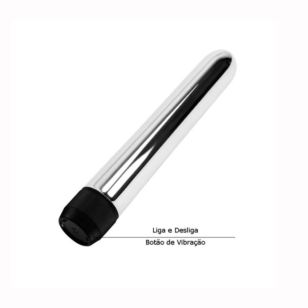Vibrador Personal Cromado com Vibração Multivelocidade em ABS - Lybaile Passion Vibrator | 14 x 2,5 cm - 5