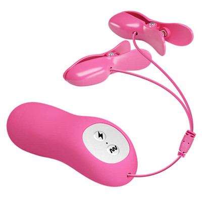 Foto 3 do produto Lybaile Romantic Wave - Grampos Para Mamilos com Estimulações Elétricas, Controle Remoto com Fio, 7 Modos de Vibrações e 3 Intensidades de Choques  | Cor: Pink