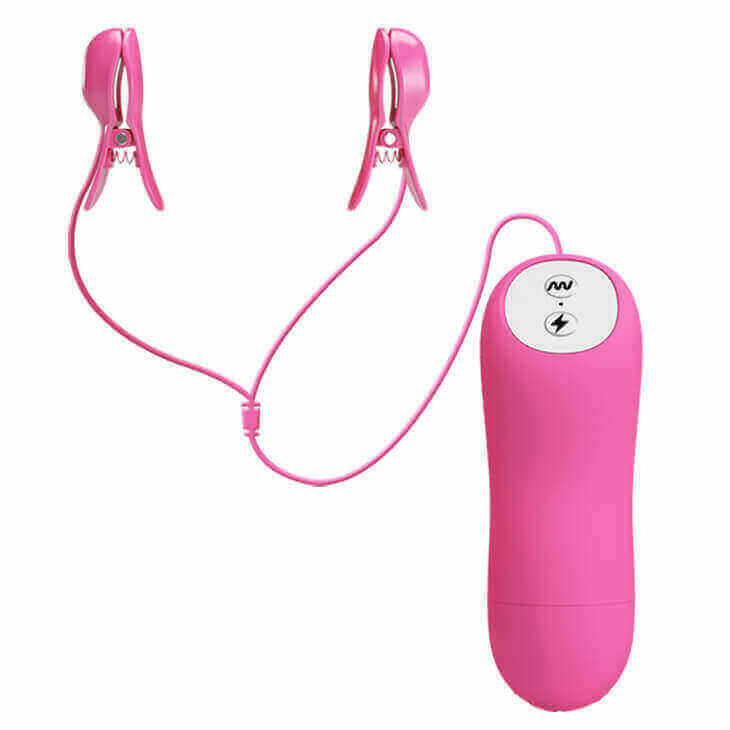 Lybaile Romantic Wave - Grampos Para Mamilos com Estimulações Elétricas, Controle Remoto com Fio, 7 Modos de Vibrações e 3 Intensidades de Choques  | Cor: Pink - 2