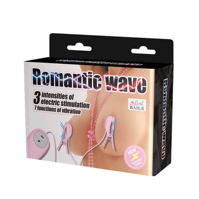 Lybaile Romantic Wave - Grampos Para Mamilos com Estimulações Elétricas, Controle Remoto com Fio, 7 Modos de Vibrações e 3 Intensidades de Choques  | Cor: Rosa