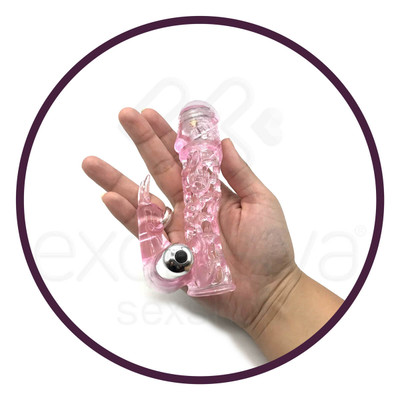 Capa Peniana com Estimulador de Clítoris em TPR e Vibração Dupla - Lybaile Ultimate Love Sleeve | 9,5 x 2,5 cm
