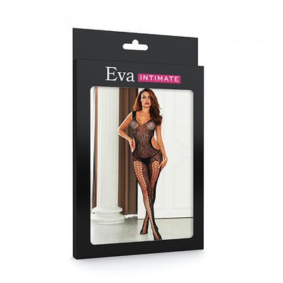 Foto 2 do produto Macacão em Arrastão com Detalhes Trançado nas Pernas e Aberturas Laterais na Cintura - Eva Intimate | Tamanho Único