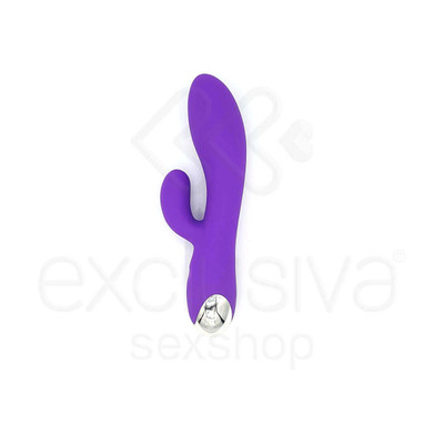 Foto 3 do produto Macaria - Vibrador Recarregável em Silicone Soft Touch com Estimulador Clitoriano e 20 Modos de Vibração - 18,5 x 3,5 cm  | Cor: Roxo