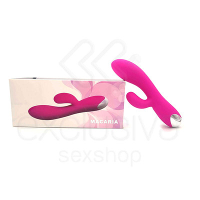 Foto 1 do produto Macaria - Vibrador Recarregável em Silicone Soft Touch com Estimulador Clitoriano e 20 Modos de Vibração - 18,5 x 3,5 cm  | Cor: Rosa
