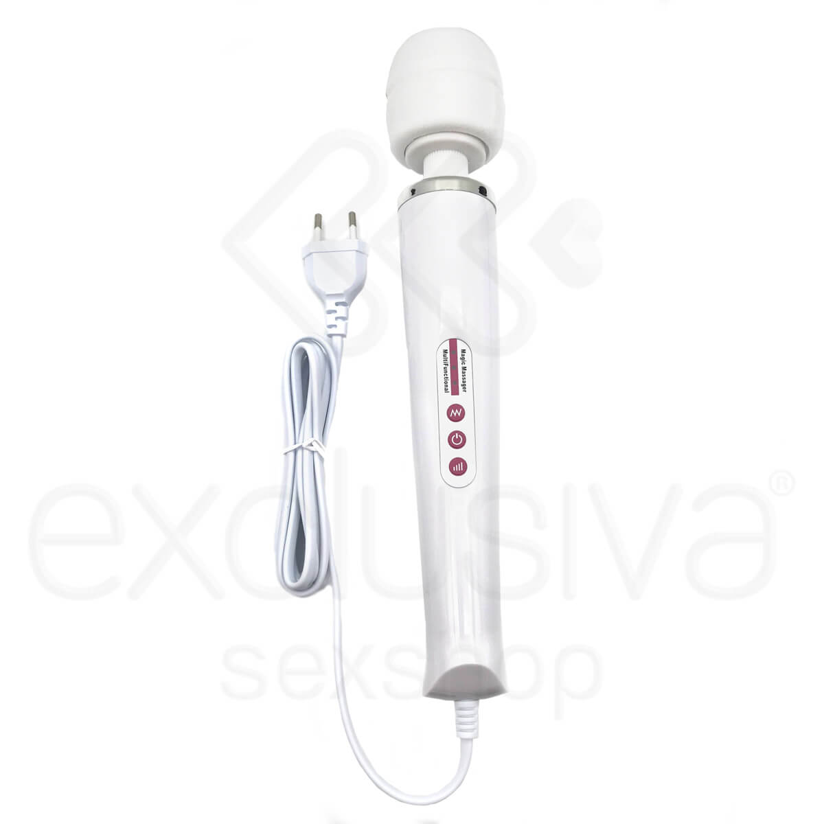 Magic Massager - Massageador Erótico Elétrico com 10 Modos de Vibração e Controle de Intensidade - 31 x 5,6 cm | Cor: Branco - 2