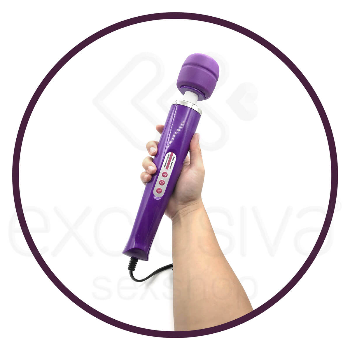 Magic Massager - Massageador Erótico Elétrico com 10 Modos de Vibração e Controle de Intensidade - 31 x 5,6 cm | Cor: Roxo - 3