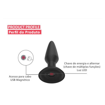 Foto 7 do produto Plug Anal em Formato Cônico Controlado por Aplicativo com Ventosa e 7 Modos de Vibração - Magic Motion Equinox | 10 x 2,8 cm