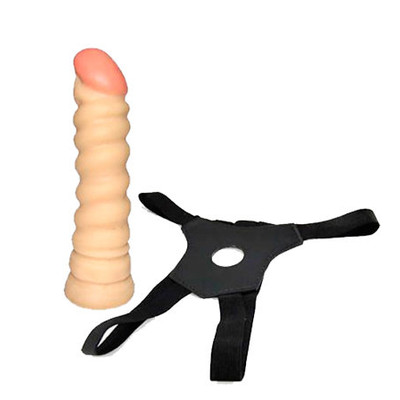 Magic Sexy - Cinta em Courvin com Prótese Realística em Formato de Pênis Espiral em Cyberskin  - 19 x 4,5 cm | Modelo: CCP447