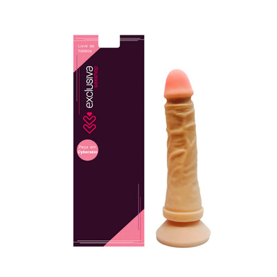 Magic Sexy - Pênis Realístico em Cyberskin com Glande Definida, Veias Salientes, Vértebra e Ventosa - 19 x 3,5 cm