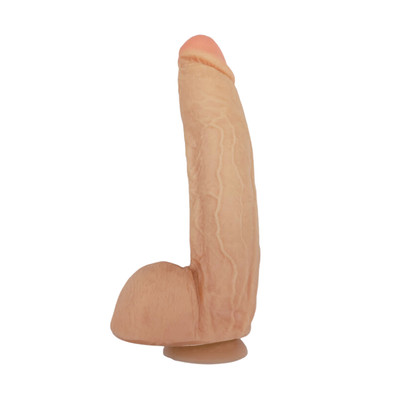 Prótese Peniana Gigante em Formato de Pênis Curvo com Glande Definida,  Veias Salientes, Escroto e Ventosa - Magic Sexy | 22 x 5,5 cm