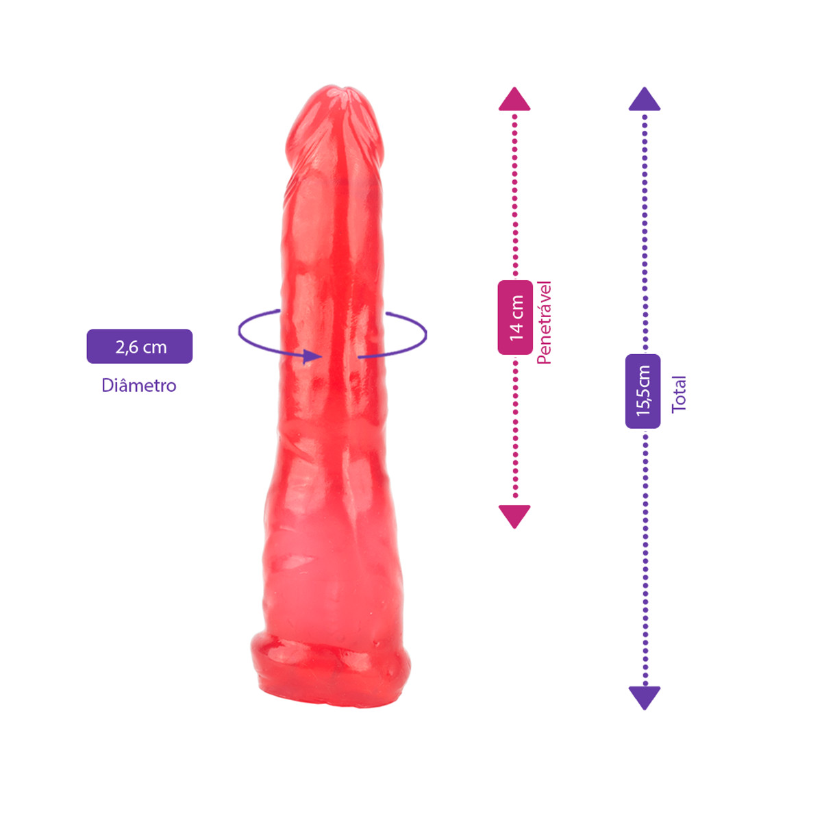 Prótese Realística em Jelly com Glande Definida, Vibração Multivelocidade e Controle Remoto com Fio - Magic Sexy | 14 x 2,6 cm | Disponível em 8 Cores - 2